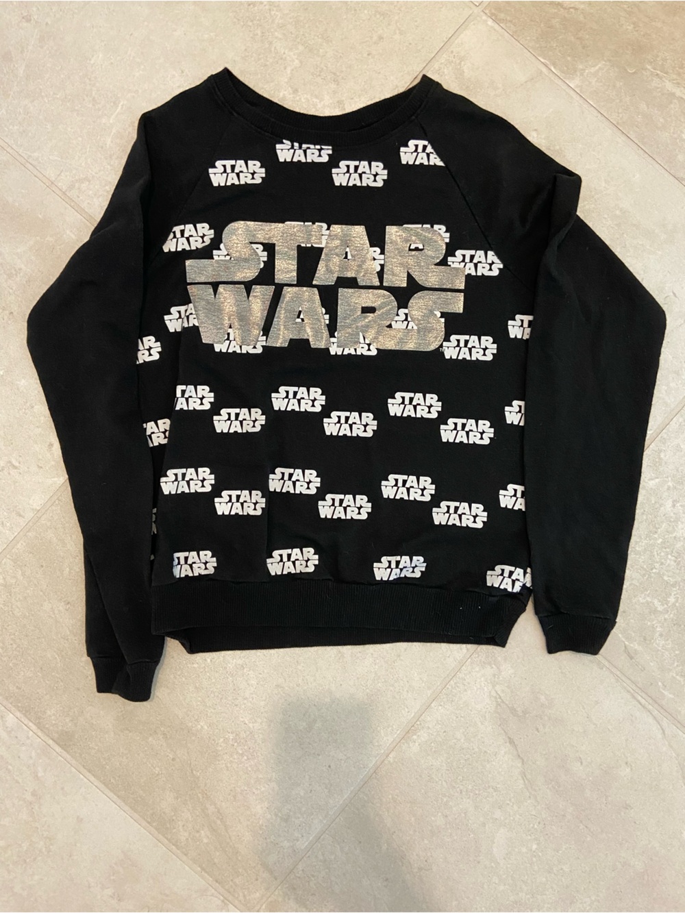 Star Wars Black Crewneck Sweatshirt with Metallic Logo